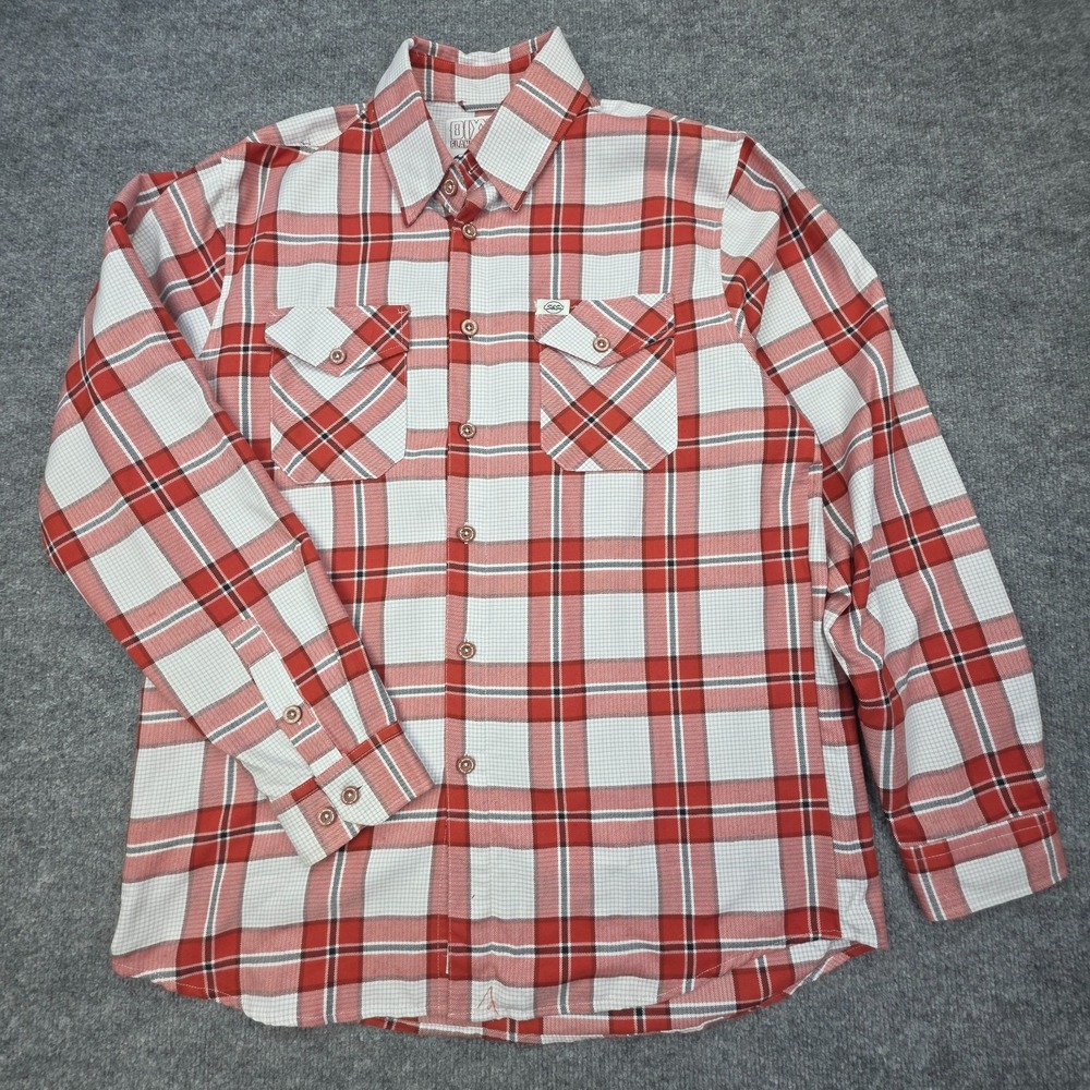 Dixxon Flannel Co Shirt Mens L Red White Tramp S&S Form and Function Button Up